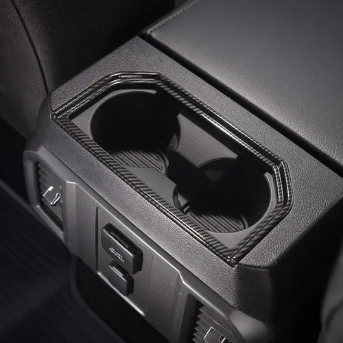 Miniatura 4 de Voodonala Para F150 ABS Fibra de Carbono Trasero Portavasos Trim Marco para Ford F150 2016-2019, 1 unidad