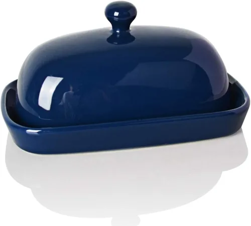 Miniatura 15 de Sweejar Mantequillera de cerámica con tapa para encimera, recipiente para mantequilla de porcelana con mango de perilla, recipiente para mantequilla