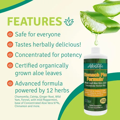 Miniatura 5 de Aloe Life - Fórmula Stomach Plus, tónico de acción rápida para niños, adultos y personas mayores, apoya la digestión saludable y ayuda a calmar