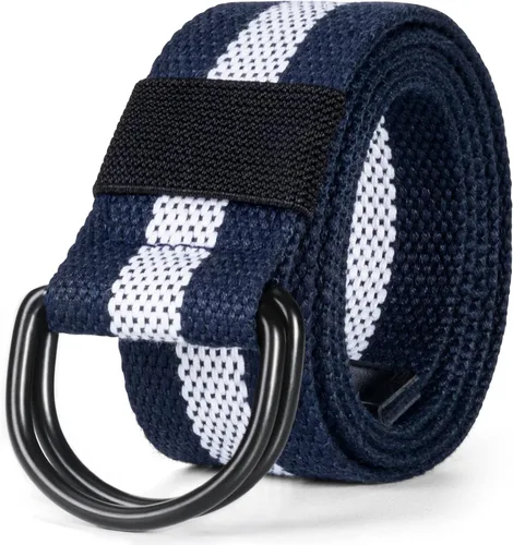 Miniatura 23 de Cinturón para mujeres y hombres de lona con hebilla negra 1 1/2" de ancho extra larga color sólido
