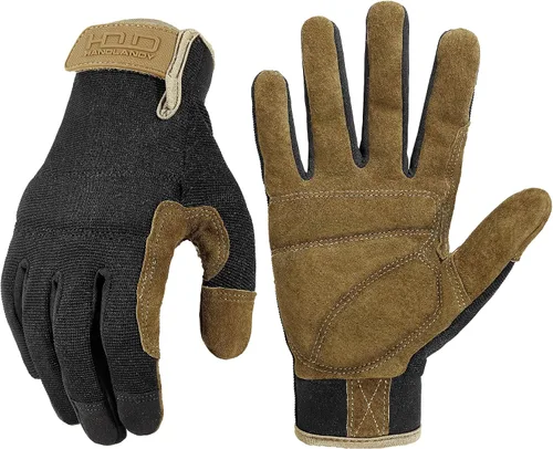 Miniatura 14 de HANDLANDY Guantes de trabajo para hombre y mujer, guantes de trabajo de mecánicos de uso general con pantalla táctil, guantes de trabajo flexibles