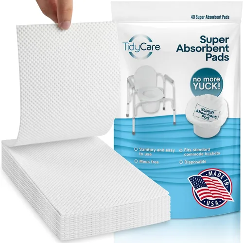 TidyCare Almohadillas desechables para cama de noche para adultos, portátil, para silla de inodoro y bandeja de cama, paquete económico de 40