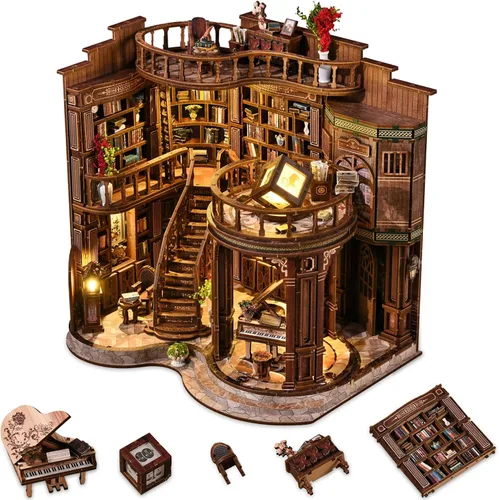 Miniatura 8 de Rincones de libros para adultos, kit de rincón de libros en miniatura para casa de muñecas, kits de modelos, kits de manualidades para adultos