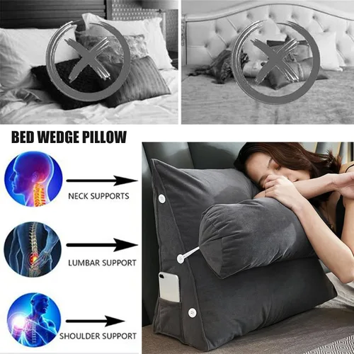 Miniatura 3 de Almohada triangular para lectura y dormir en forma de cuña con almohada ajustable para el cuello, soporte para cuerpo, espalda, lumbar, uso en cama