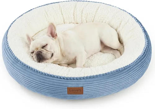 Miniatura 37 de Love's cabin Cama redonda acolchada para gatos y perros, cama para mascotas de 20 pulgadas para gatos o perros pequeños, parte inferior Violeta