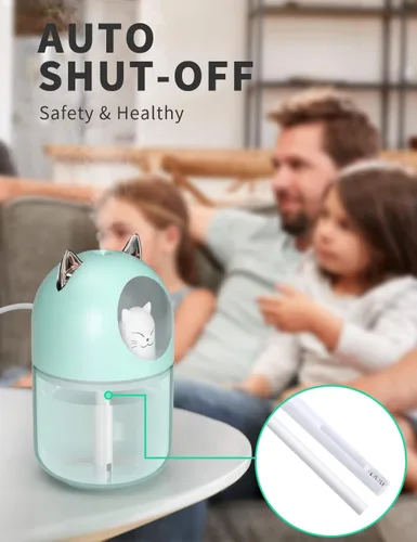 Miniatura 4 de Humidificador de Niebla Fría, Mini Humidificadores de 300ml con Luz Nocturna, Humidificador de Aire Automático Sin Agua con Apagado Automático