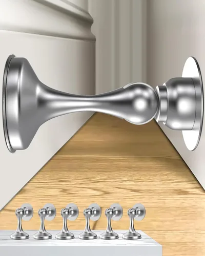 Miniatura 20 de Crosize Topes magnéticos para puerta, paquete de 4, topes de puerta de acero inoxidable para montaje en pared y piso, soporte de puerta mantiene