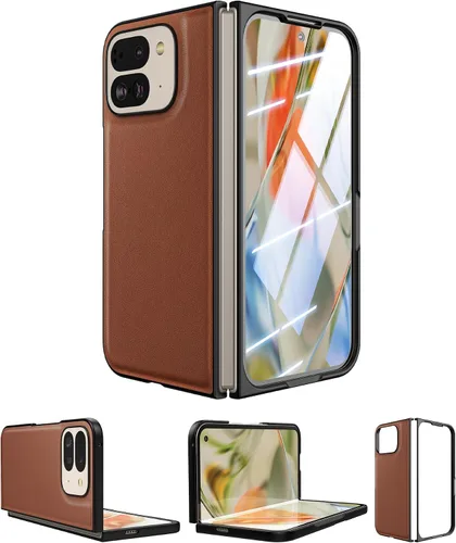 Funda delgada de cuero para Pixel 9 Pro Fold (2024), sin protector de pantalla, soporte de carga inalámbrica, ultradelgada a prueba de golpes, funda
