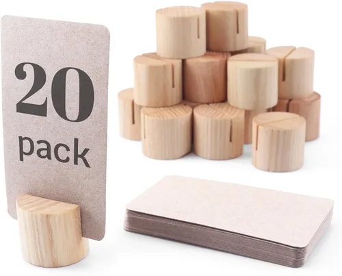 Miniatura 7 de Paquete de 20 mini soportes de madera para números de mesa, tarjeteros de lugar, tarjeteros de mesa de comedor, tarjeteros de identificación