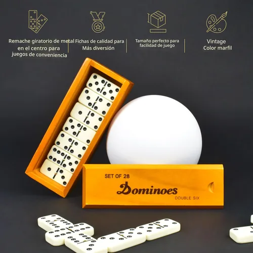 Miniatura 4 de Queensell Juego de dominó para adultos – Dominó – Juegos de mesa clásicos, juegos familiares de dominó dobles 6 para niños y adultos – Juego