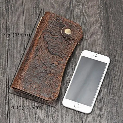 Miniatura 2 de LUUFAN Cartera larga de cuero genuino para hombre billetera plegable grabada