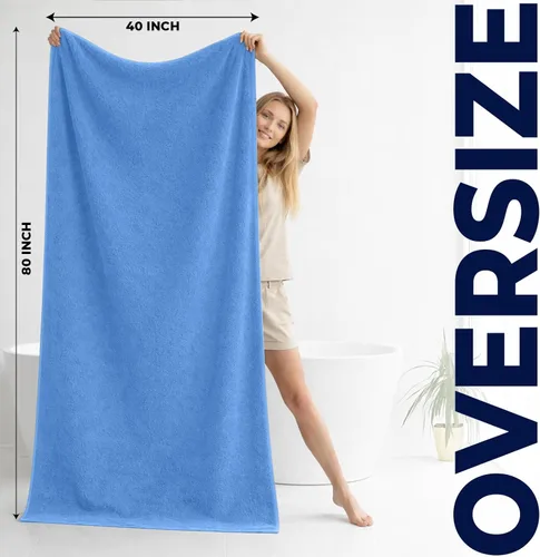 Miniatura 134 de DAN RIVER Paquete de 2 sábanas de baño de 35x70 pulgadas, sábanas de baño jumbo acanaladas para adultos, toallas grandes gruesas y absorbentes