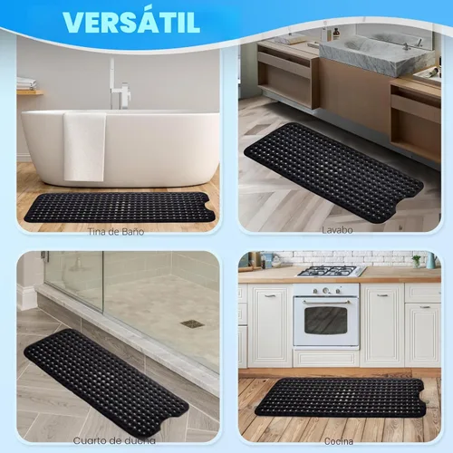 Miniatura 8 de Alfombrillas para bañera y ducha, 40x16 pulgadas extra grandes, antideslizantes, suaves, para bañera con ventosas y agujeros de drenaje