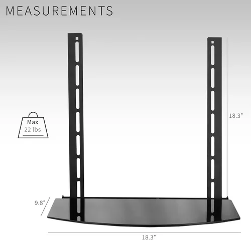 Miniatura 5 de VIVO Soporte de pared VESA para debajo o por encima de TV con inclinación, estante de almacenamiento de vidrio para reproductor de DVD, caja