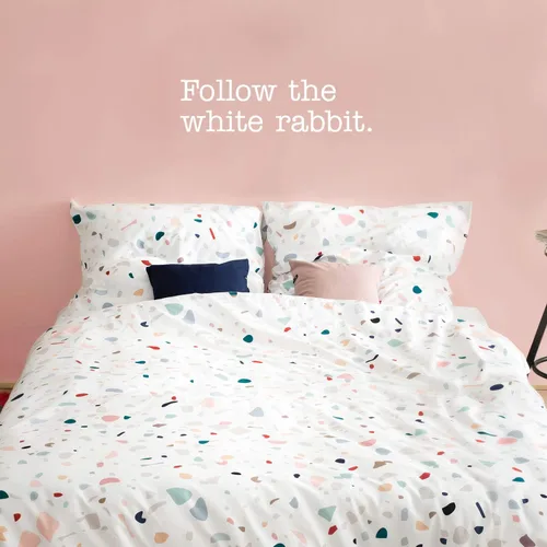Miniatura 2 de Vinilo adhesivo decorativo para pared, diseño de conejo blanco con texto "Follow The White Rabbit", 7.0 x 25.0 in, inspirador y moderno