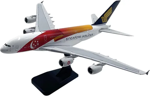 Modelo de aleación de avión fundido a presión, modelo de avión 1/400 Singapore Airlines A380-800, juguetes y decoraciones para adultos, 7.9 x 4.6