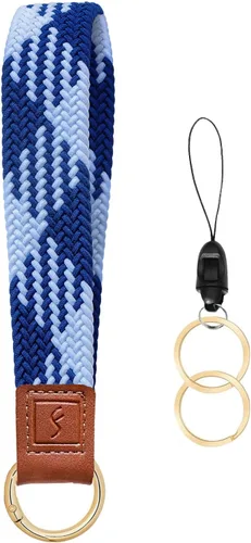 Miniatura 15 de Fishent Llavero elástico, bonito llavero de pulsera, cordón de muñeca tejido mejorado para llaves, llaveros para mujeres y hombres, llaves
