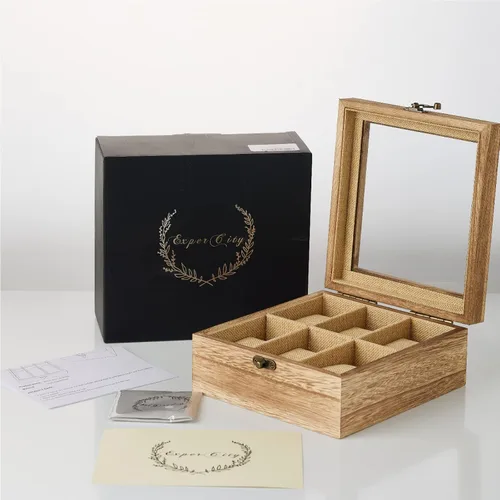 Exper City Caja de reloj organizador de reloj de regalo para el día de San Valentín para hombres y mujeres 6 ranuras almacenamiento de exhibición de