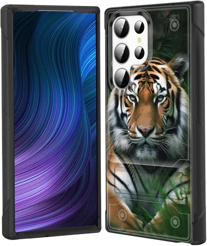 Miniatura 13 de Funda para Galaxy S24 Plus con soporte, doble capa híbrida de policarbonato duro y silicona suave, resistente a prueba de golpes, funda protectora