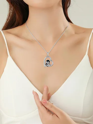 Miniatura 7 de POTOPYY Collar de rana, pingüino, elefante, panda, zorro, abeja, regalo para mujer, plata de ley S925, lindo colgante de animales, joyería