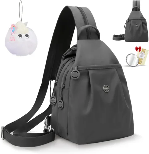 Miniatura 9 de Mini bolsa impermeable de 2 vías, mochila pequeña Oxford con múltiples compartimentos, para mujeres, universitarios, viajeros, viajes con antirrobo