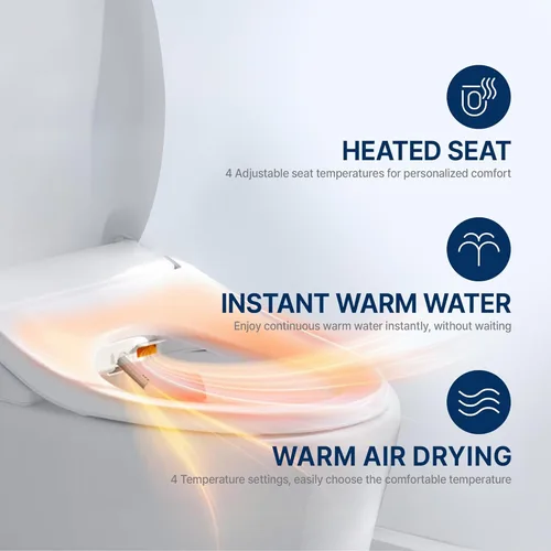 Miniatura 2 de Inus N22 Asiento de Inodoro Bidé Eléctrico con Calefacción Alargado, Agua Caliente, Asiento de Inodoro Bidé de Lujo con Agua Caliente Inteligente