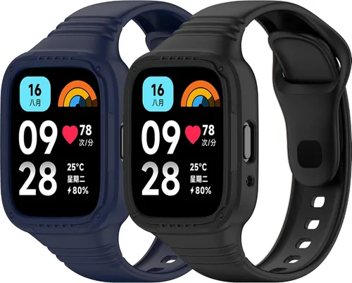 Miniatura 9 de Compatible con Redmi Watch 3 Active/Watch 3 Lite correas con funda antigolpes, correa deportiva de repuesto ajustable de silicona para Redmi Watch 3
