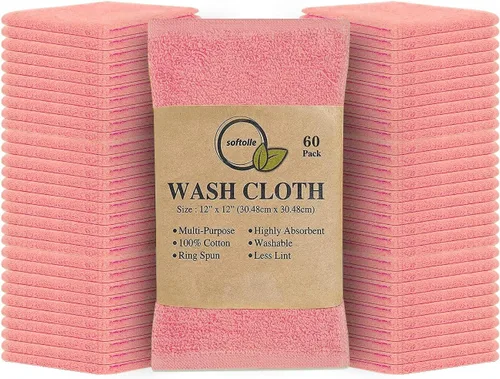 Miniatura 18 de Paquete de 24 paños 100 % algodón (12 x 12 pulgadas), suaves, altamente absorbentes, toallas para la cara, paños de lavado para la cara, hilado