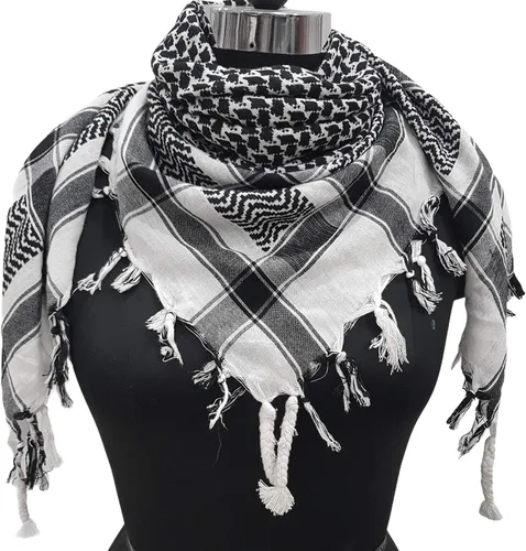 Miniatura 14 de Elu Bufanda Shemagh para hombre - Mujer/100% algodón militar Shemagh Keffiyeh Bufanda Arafat Tactical Desert Rave Bandana para la cabeza