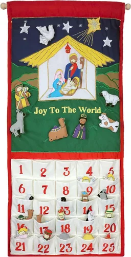 Miniatura 3 de Pockets of Learning Joy To The World - Calendario de adviento tradicional de la natividad, decoración navideña, escena del pesebre de la guardería
