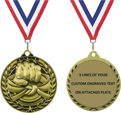 Express Medals Various Styles 1 to 50 Pack of Engraved Gold Martial Arts Medals Trophy Award with Neck Ribbon Medal Trophies Gift Prize Karate