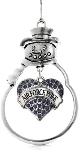 Miniatura 27 de Inspired Silver - Fuerza Aérea - Adorno de Navidad plateado - Adorno de árbol de Navidad con colgante de corazón azul con circonita cúbica