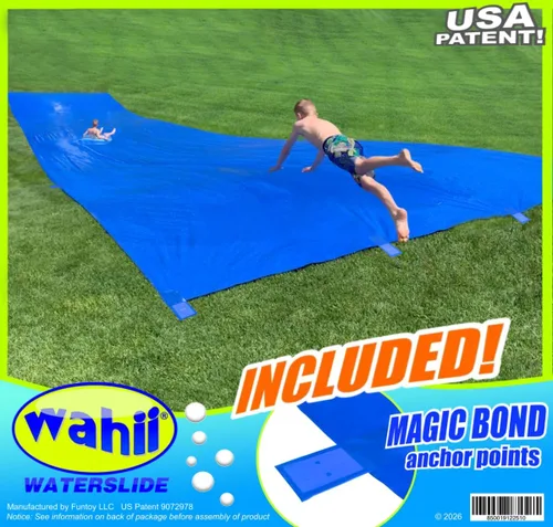 WaterSlide con puntos de anclaje mágicos • El tobogán acuático original de 75 pies gigante para patio trasero familiar – para adultos y adolescentes