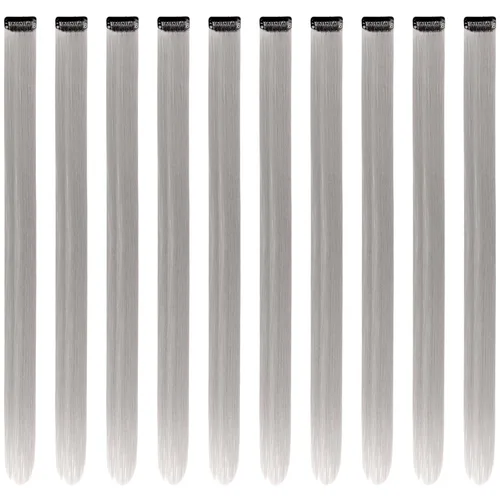 Miniatura 11 de Extensiones de cabello negro con clip, 10 piezas de 22 pulgadas de largo, rectas de colores lisos, accesorios sintéticos, extensiones con clip