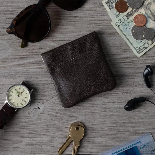 Miniatura 70 de Monedero clásico a presión, de cuero, para hombre de Nabobb, negro