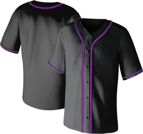 Miniatura 12 de Camisetas de béisbol en blanco para hombre, camisas de manga corta, estilo Hip Hop, deportivas, casuales, con botones, uniformes Hip Pop