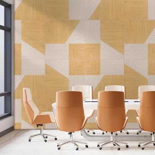 Miniatura 7 de Paquete de 6 paneles acústicos para pared (cada uno de 23.6x23.6 pulgadas) - Reducción de ruido de 25dB, autoadhesivo color marrón Decoración