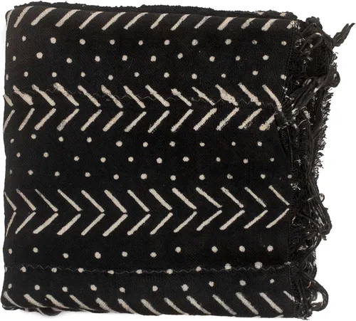 Miniatura 18 de The Bead Chest Tela de barro Bogolan Mali color negro ébano – Tejido africano hecho a mano de África Occidental – 40 x 64 pulgadas – Ideal
