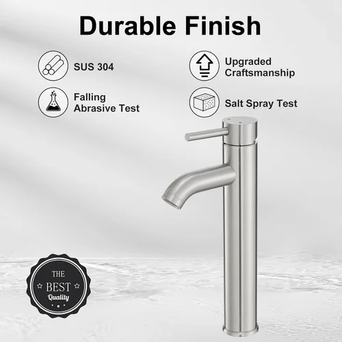 Miniatura 2 de VOTON - Grifo de fregadero cromado moderno alto para fregadero de baño, grifo de baño con una sola manija y un agujero para rv, grifo de lavabo