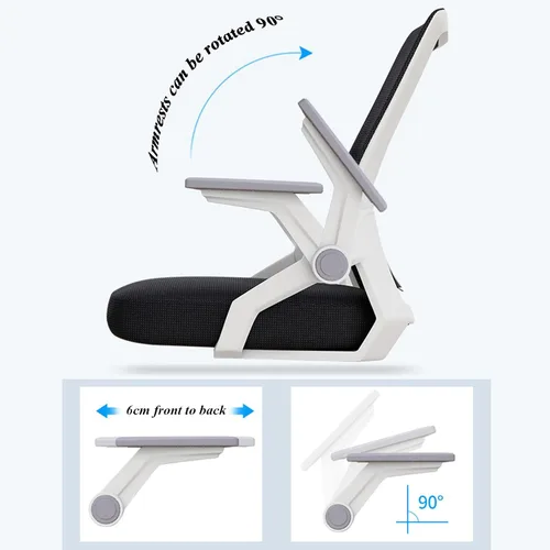 Miniatura 5 de Silla de oficina ergonómica de malla, silla de escritorio ejecutiva de computadora con respaldo alto con reposacabezas y reposabrazos abatibles