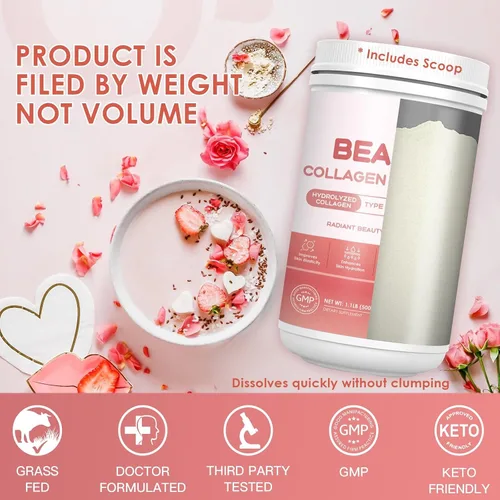 Miniatura 7 de NATURE TARGET Beauty - Polvo de péptidos de colágeno para mujeres, polvo de colágeno múltiple con vitamina C, biotina, ácido hialurónico, sin sabor