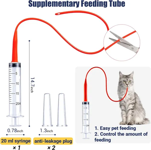 Miniatura 3 de REDDOUDOU Catéter de succión con extractor de moco estéril para cachorros recién nacidos, kit de alimentación de tubo de 8 FR rojo con jeringas