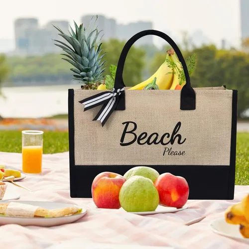 Miniatura 211 de TOPDesign Personalized Initial Canvas Beach Bag, Monogrammed Gift Tote Bag for Women
