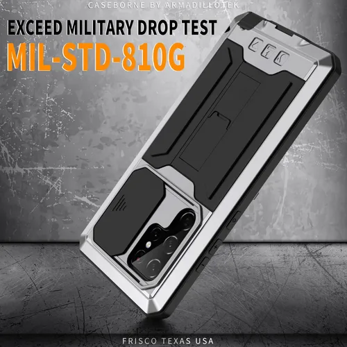 Miniatura 4 de MIYI - Funda protectora rígida para Samsung Galaxy S22 Ultra 5G, aluminio para exteriores, de metal Gorilla Glass a prueba de golpes, militar
