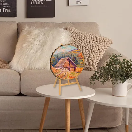 Miniatura 6 de Prsildan Paquete de 4 rebanadas circulares de madera grandes, de 8 a 10 pulgadas, centros de mesa de madera sin terminar, manualidades redondas
