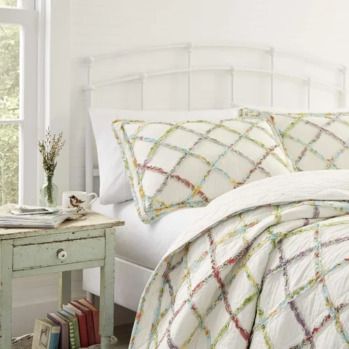 Miniatura 3 de Laura Ashley – Ruffled Garden colcha de algodón, Poliéster, Crema, gemelo