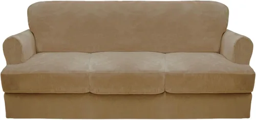 Miniatura 14 de CUCRAF Funda para sofá con cojines de 3 piezas, fundas deslizantes de terciopelo suave y grueso para sofá de la sala de estar, protector de muebles