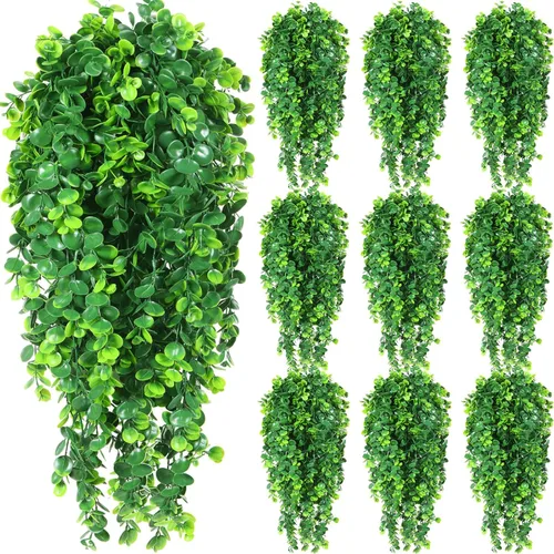 Miniatura 14 de Hoteam 12 Piezas Plantas Colgantes Artificiales de 32 Pulgadas Enredaderas de Hiedra Falsa con Hojas Falsas Plantas Artificiales de Patio Vegetación