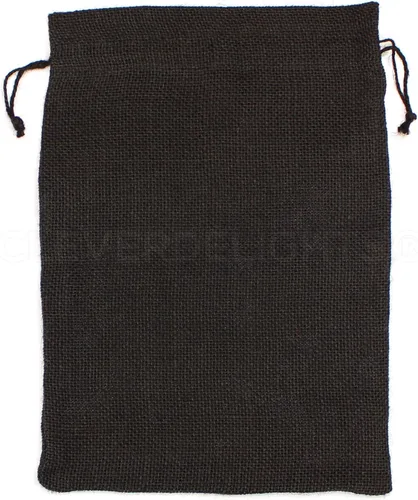Miniatura 2 de CleverDelights Bolsas de arpillera negras de 10" x 14" - Paquete de 5 sacos de yute con cordón de arpillera