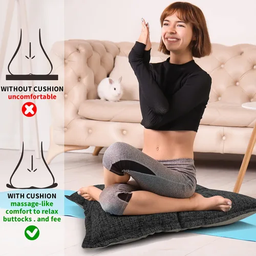 Miniatura 5 de SINSOSSO - Almohadas de suelo grandes de 22 pulgadas, de espuma viscoelástica, cuadradas, antideslizantes, para respaldo de oficina, yoga, asiento